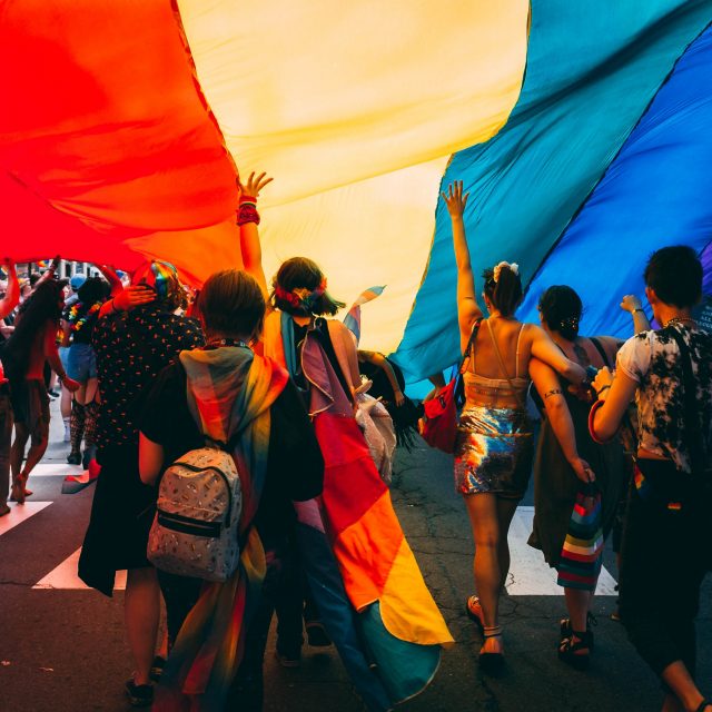 people atedning a pride event
